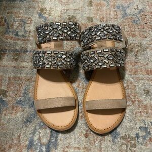 Molly Bracken Tan and Silver Embellished Sandals